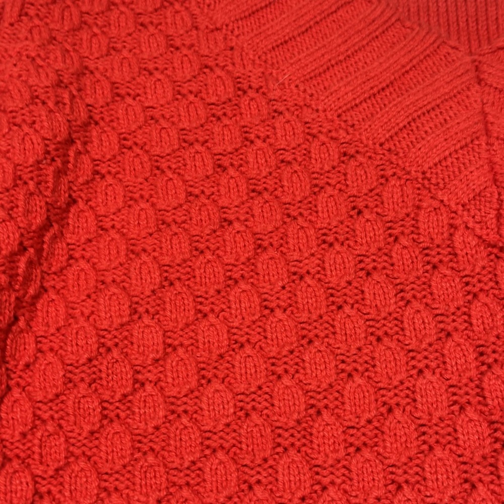 IZOD Mens Red V-Neck Textured Popcorn Knit Cotton Blend Sweater Size S - Picture 6 of 10